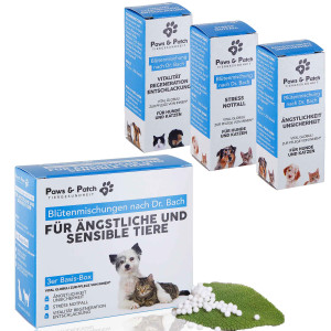 Dr. Bach Bl&uuml;tenmischung - 3er Basis-Box f&uuml;r &auml;ngstliche und sensible Tiere